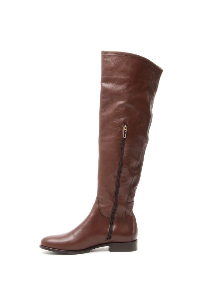 Stivale alto in pelle - MARRONE - Fashion Market - 3
