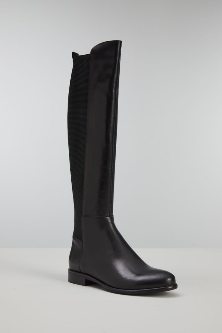 Stivali alti in pelle - NERO - Fashion Market - 2
