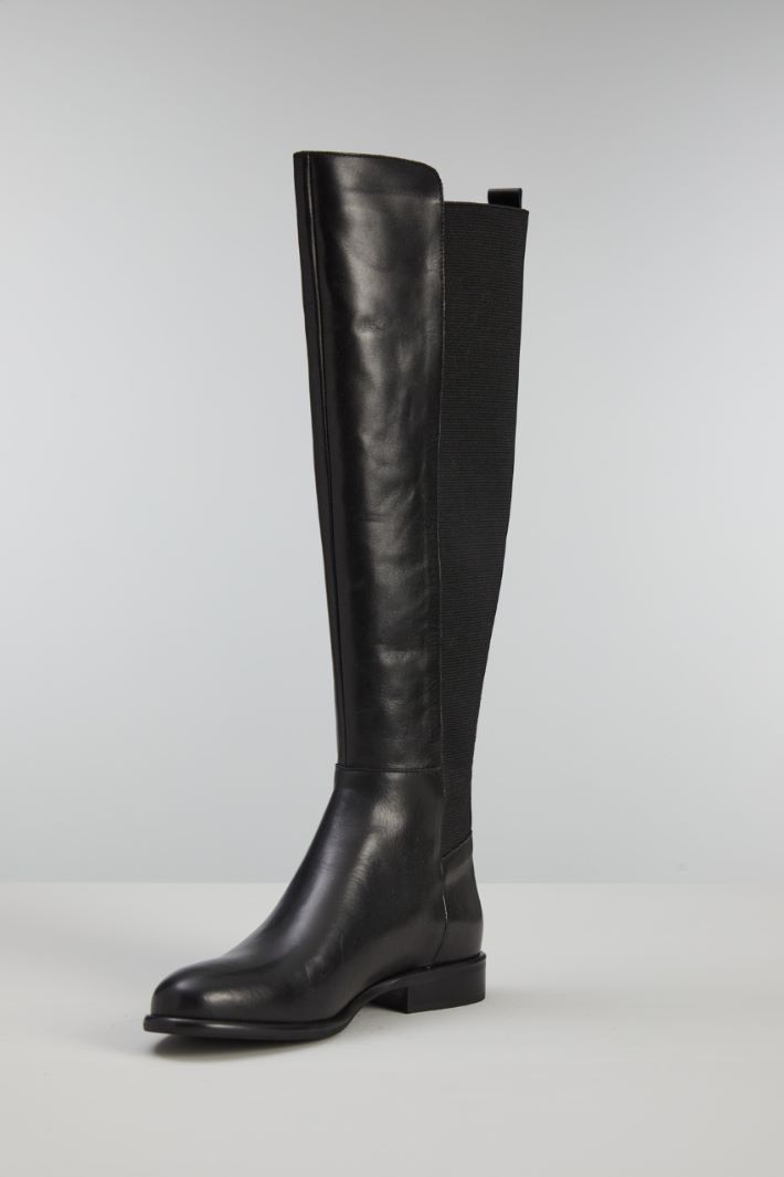 Stivali alti in pelle - NERO - Fashion Market - 3
