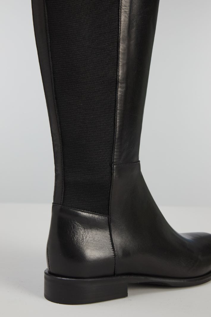 Stivali alti in pelle - NERO - Fashion Market - 4