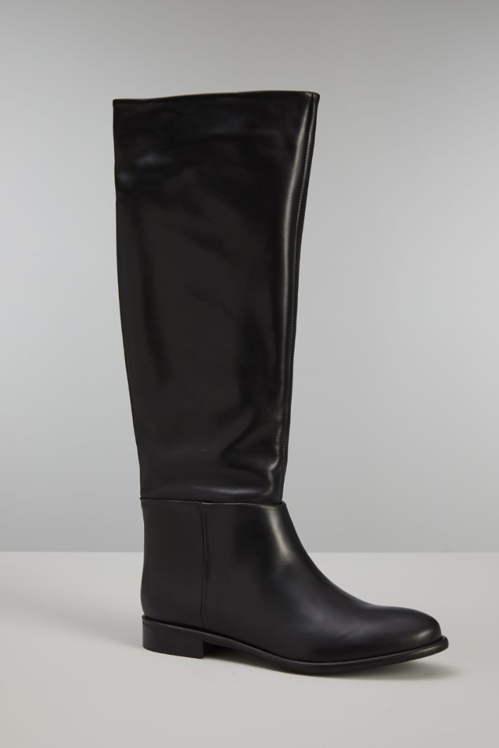 Stivali alti in pelle - NERO - Fashion Market - 2