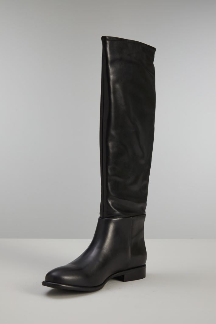Stivali alti in pelle - NERO - Fashion Market - 3