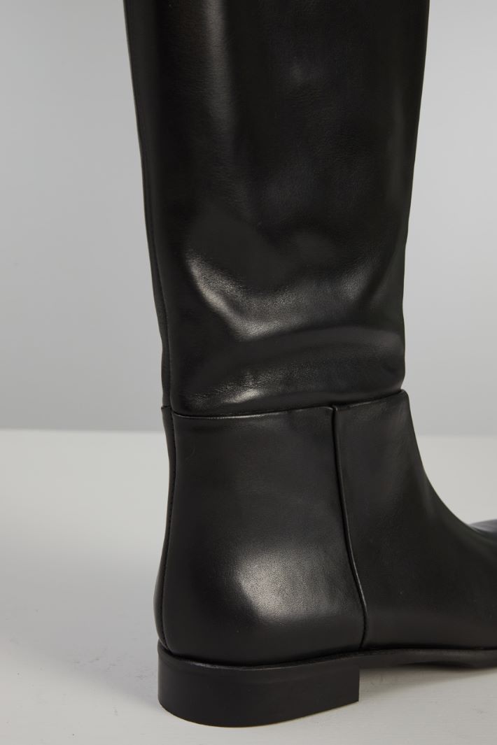 Stivali alti in pelle - NERO - Fashion Market - 4