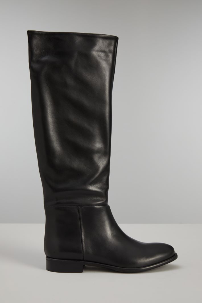 Stivali alti in pelle - NERO - Fashion Market