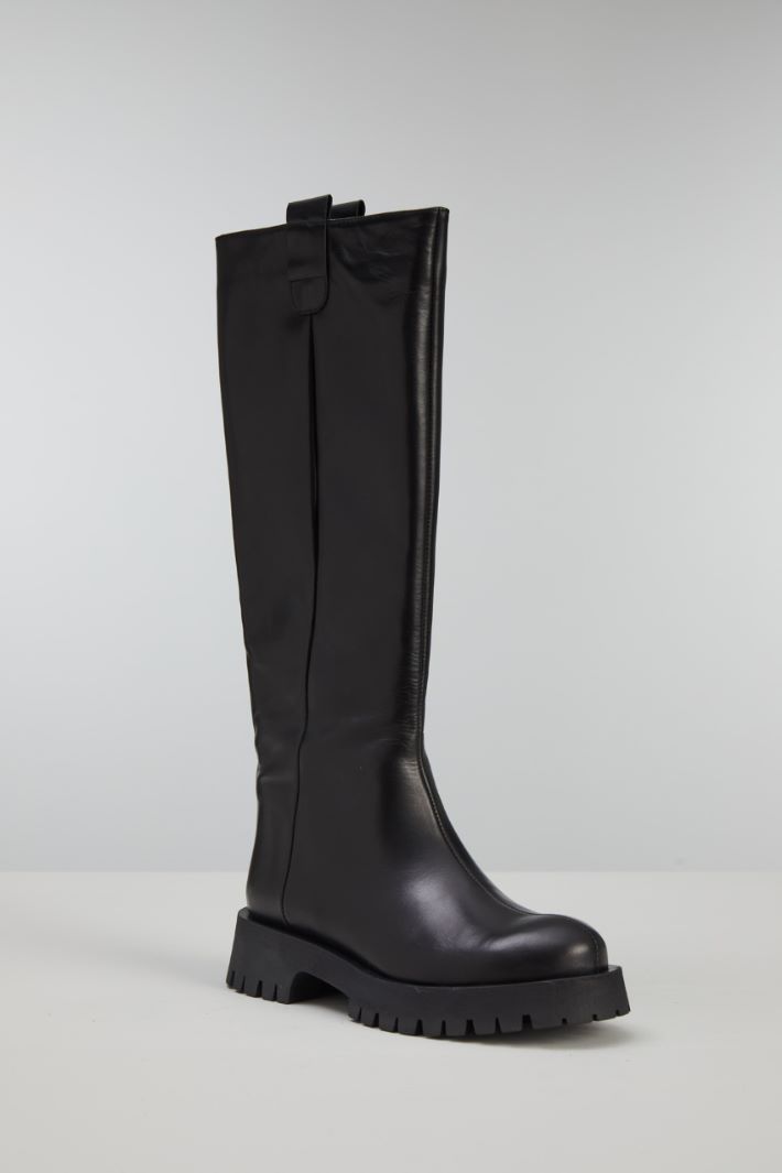 Stivali alti in pelle - NERO - Fashion Market - 2