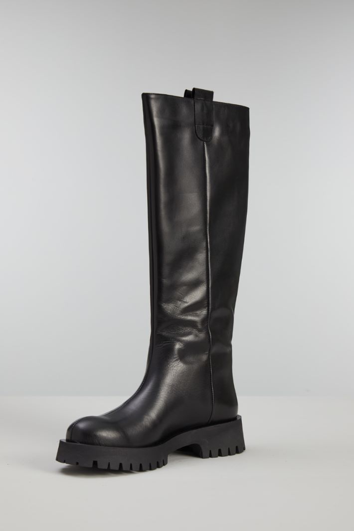 Stivali alti in pelle - NERO - Fashion Market - 3