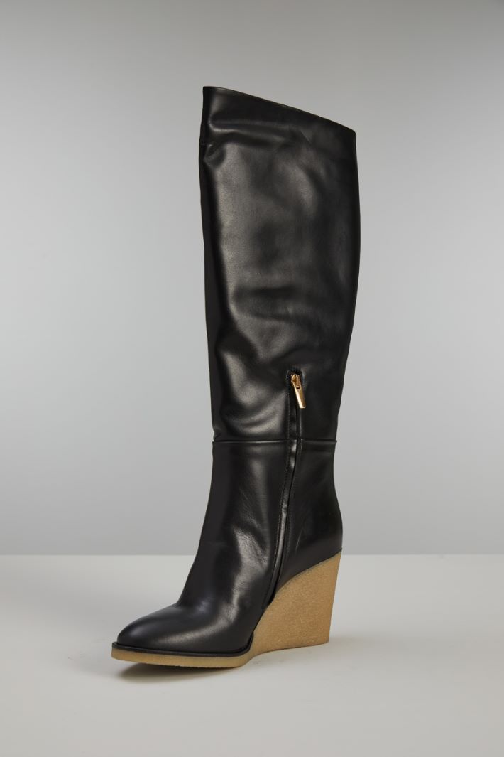 Stivali con zeppa - NERO BEIGE - Fashion Market - 3