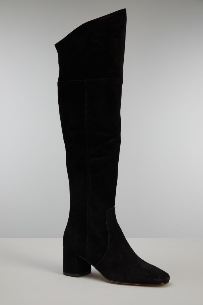 Stivali alti in suede - NERO - Fashion Market - 2