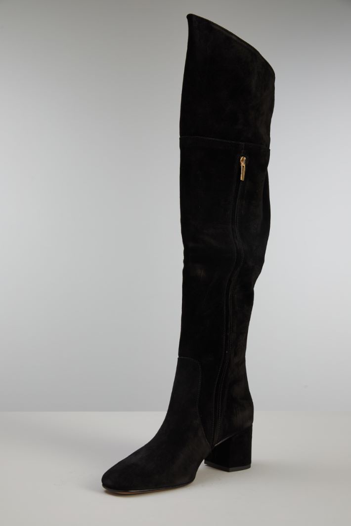 Stivali alti in suede - NERO - Fashion Market - 3