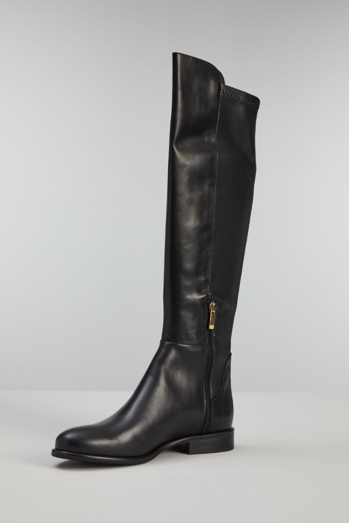 Stivali alti in pelle - NERO - Fashion Market - 3