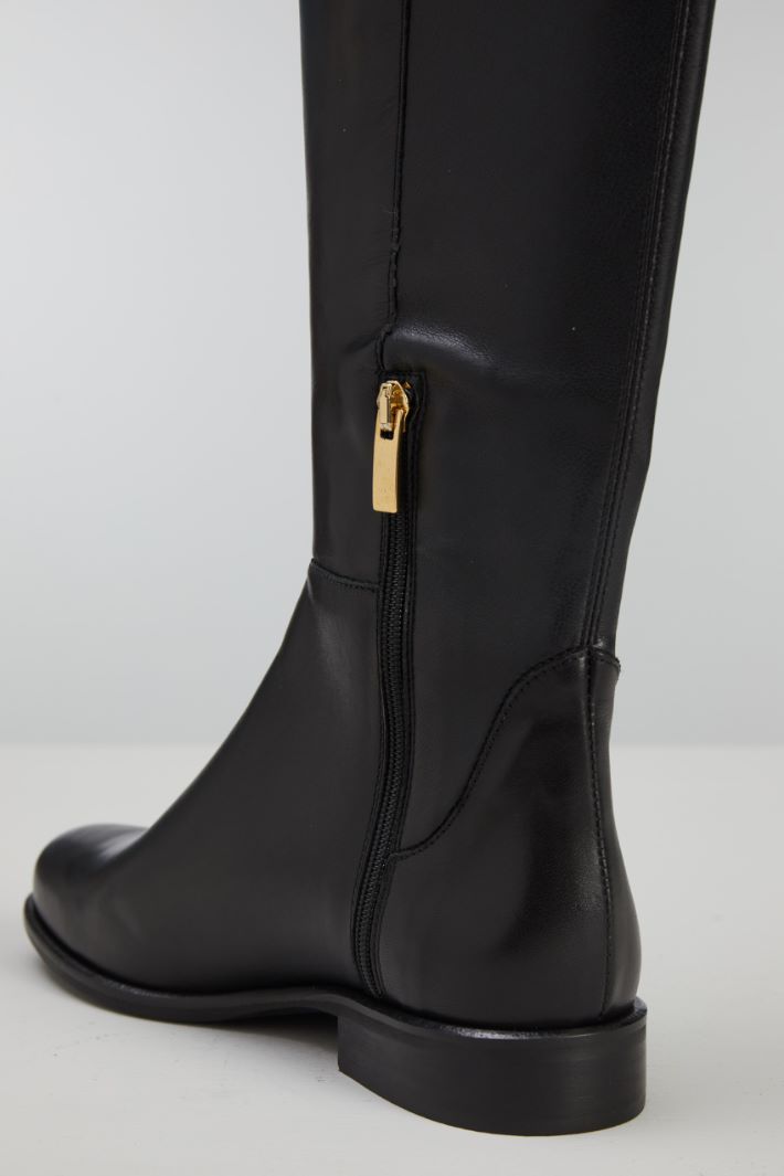 Stivali alti in pelle - NERO - Fashion Market - 4