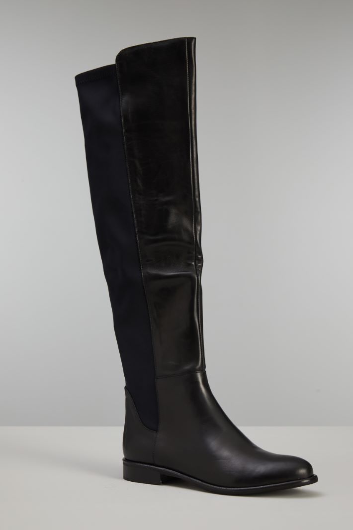 Stivali alti in pelle - NERO - Fashion Market - 2