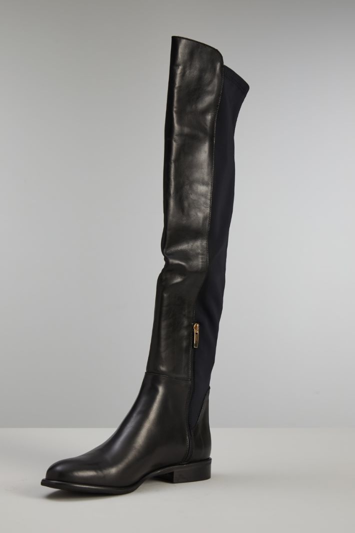 Stivali alti in pelle - NERO - Fashion Market - 3