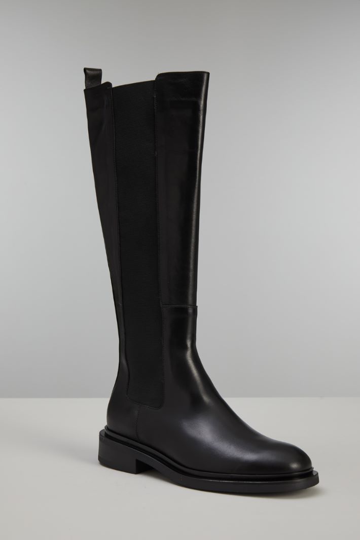 Stivali alti in pelle - NERO - Fashion Market - 2