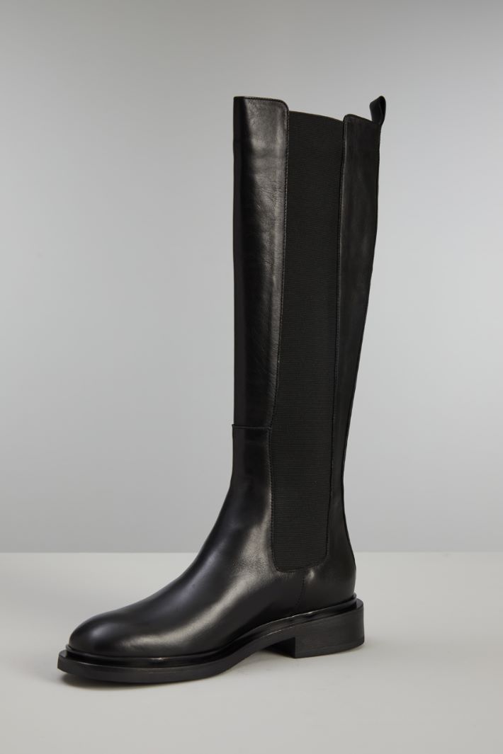 Stivali alti in pelle - NERO - Fashion Market - 3