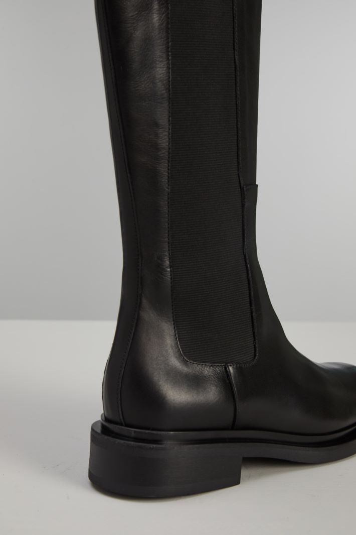 Stivali alti in pelle - NERO - Fashion Market - 4