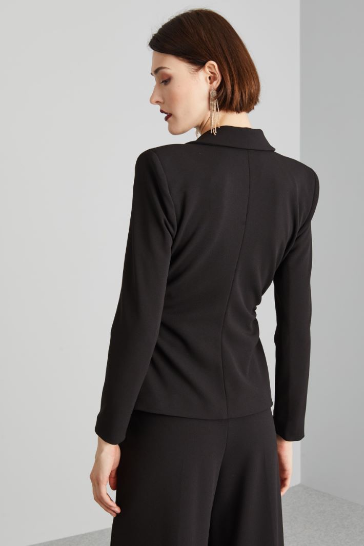 Blazer aderente in jersey - NERO ORO - Fashion Market - 4