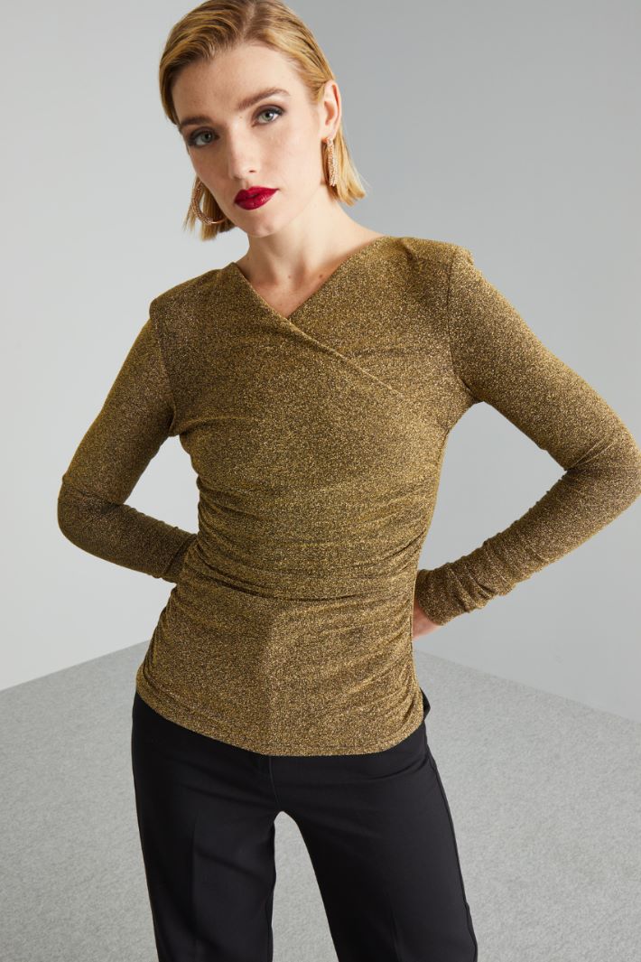 Top con scollo incrociato - ORO NERO - Fashion Market - 2