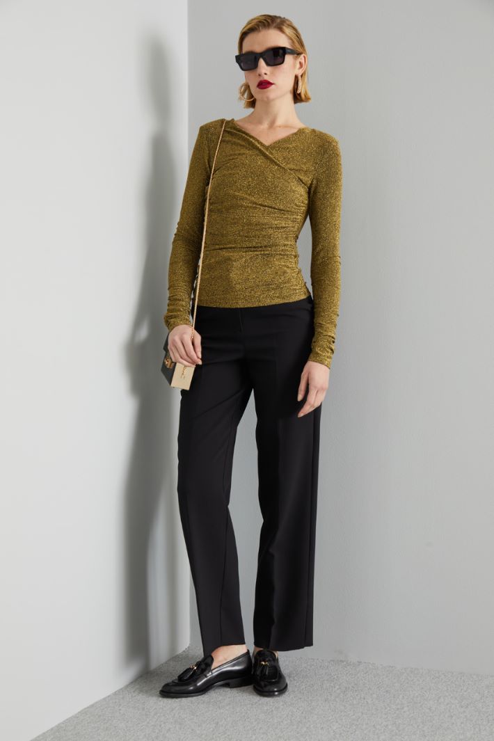 Top con scollo incrociato - ORO NERO - Fashion Market
