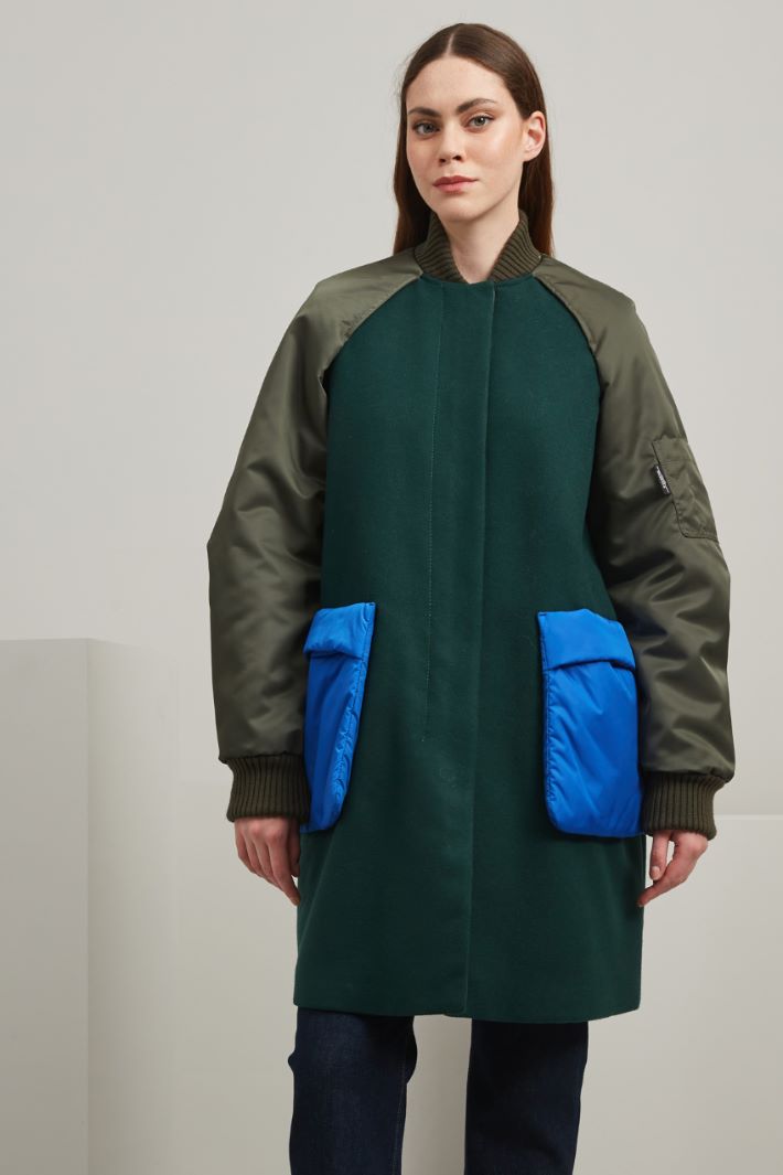 Imbottito in pura lana - VERDE SCURO BLU - Fashion Market - 2