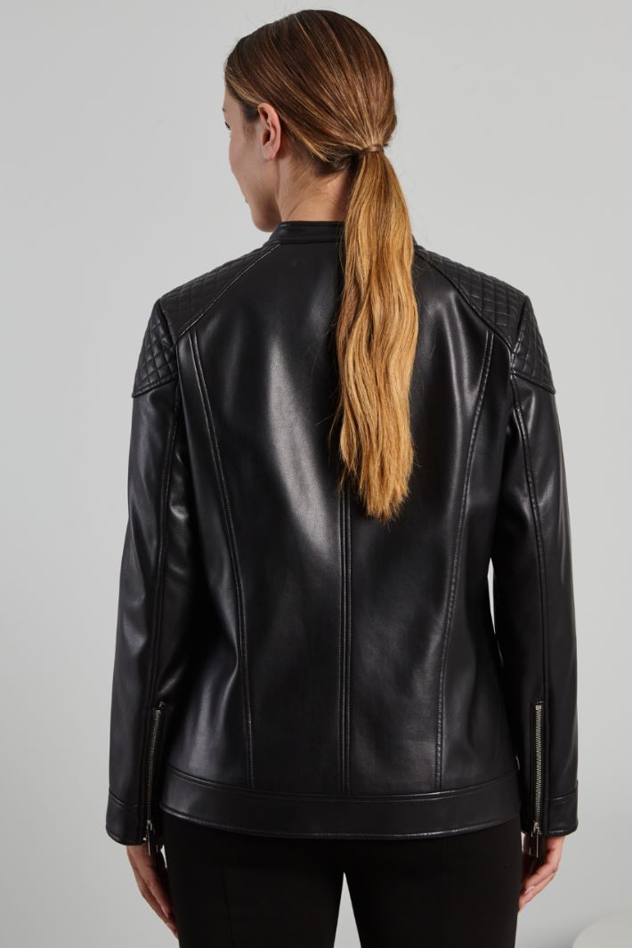 Biker con spalle trapuntate - NERO - Fashion Market - 4