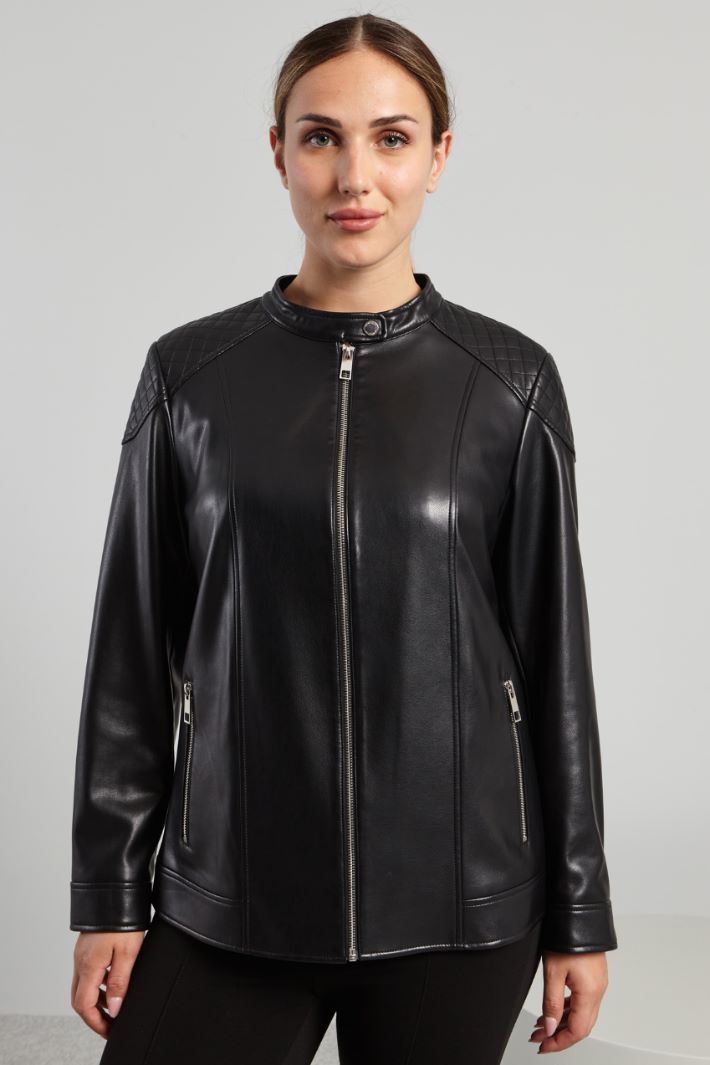 Biker con spalle trapuntate - NERO - Fashion Market - 2