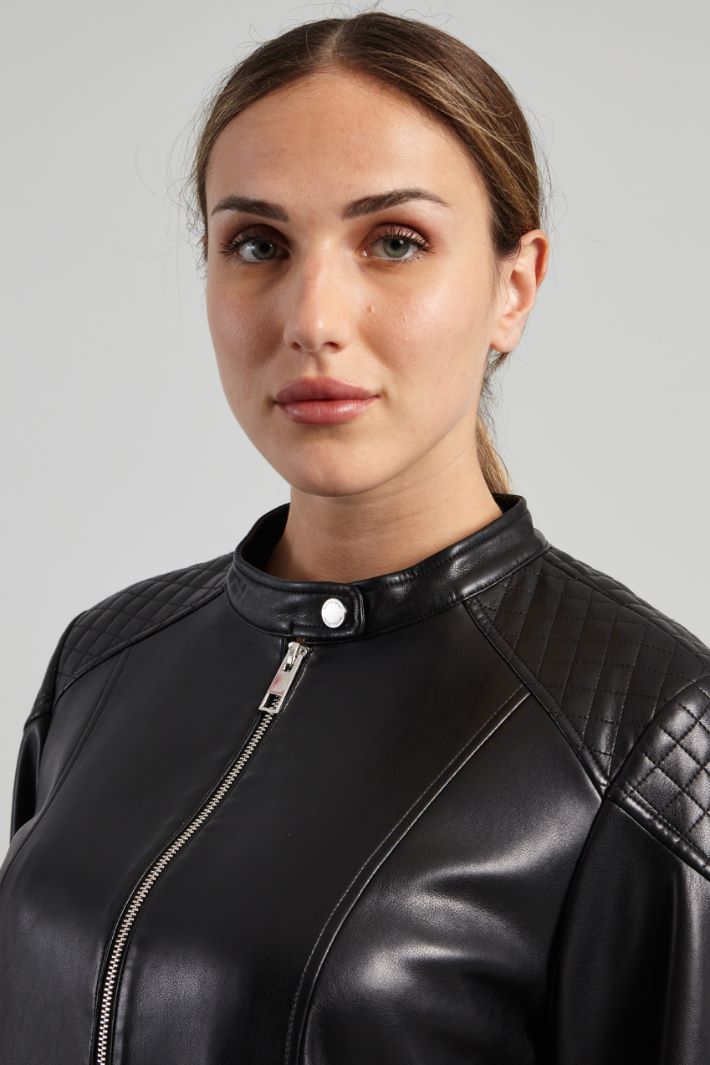Biker con spalle trapuntate - NERO - Fashion Market - 3