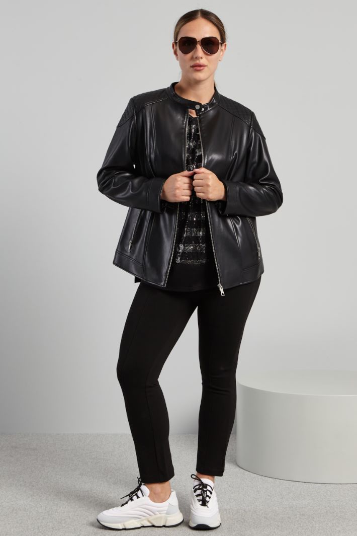 Biker con spalle trapuntate - NERO - Fashion Market