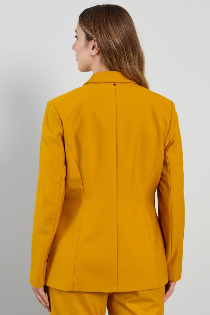 Blazer sfiancato in viscosa - SENAPE - Fashion Market - 4