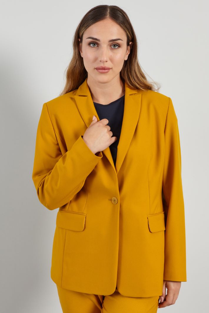 Blazer sfiancato in viscosa - SENAPE - Fashion Market - 2