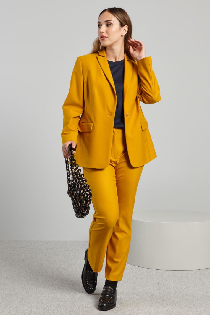 Blazer sfiancato in viscosa - SENAPE - Fashion Market