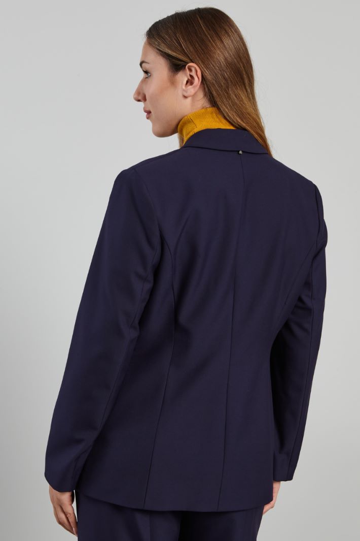 Blazer sfiancato in viscosa - BLU NOTTE - Fashion Market - 4