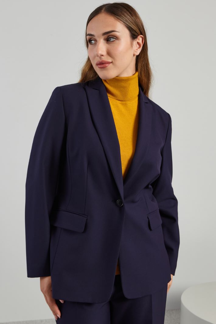 Blazer sfiancato in viscosa - BLU NOTTE - Fashion Market - 2