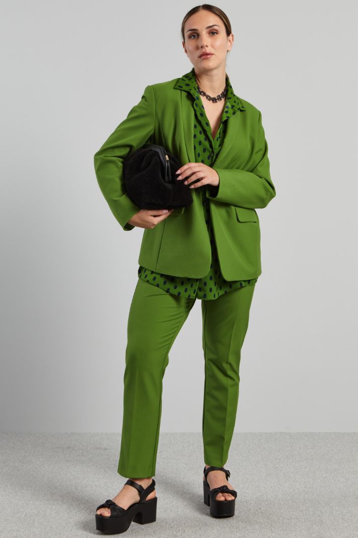 Blazer sfiancato in viscosa - VERDE PRATO - Fashion Market