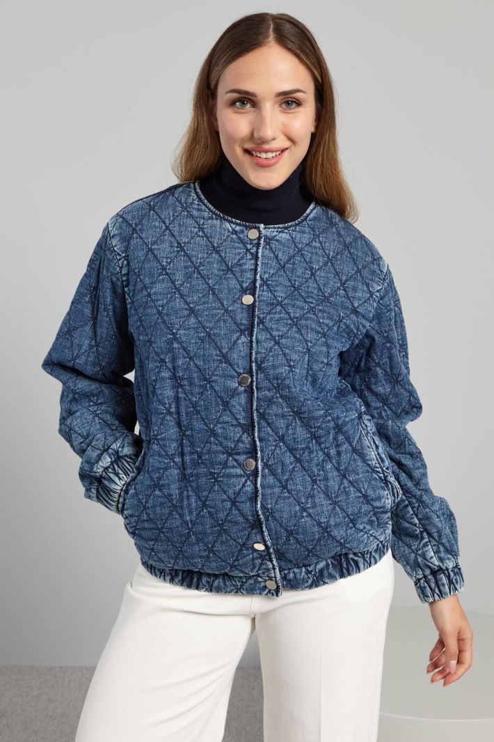 Bomber in denim trapuntato - AZZURRO DENIM - Fashion Market - 2