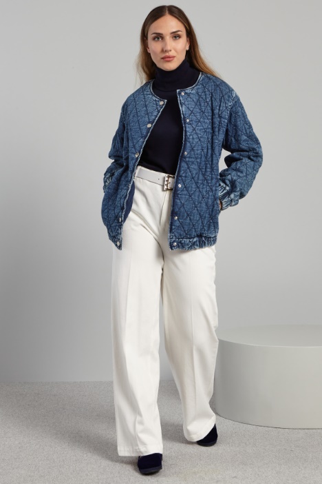 Bomber in denim trapuntato - Fashion Market