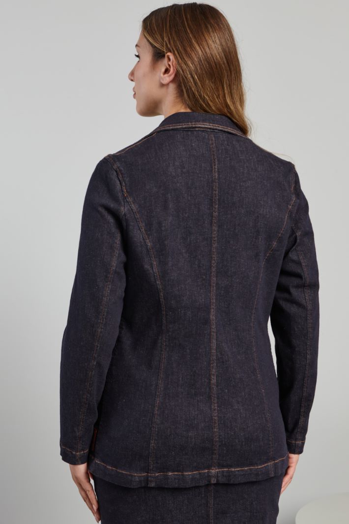 Blazer sfiancato in denim - BLU DENIM - Fashion Market - 4