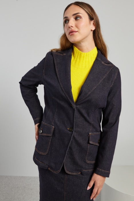 Blazer sfiancato in denim - Fashion Market