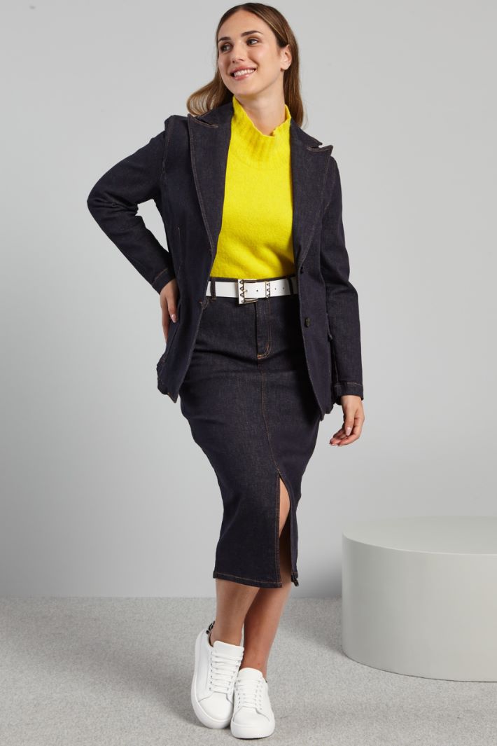Blazer sfiancato in denim - BLU DENIM - Fashion Market