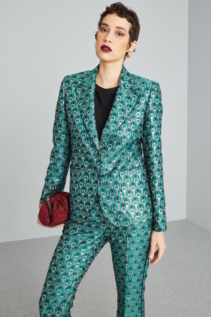 Blazer in jacquard lamè - PAVONE ARGENTO NERO - Fashion Market - 2