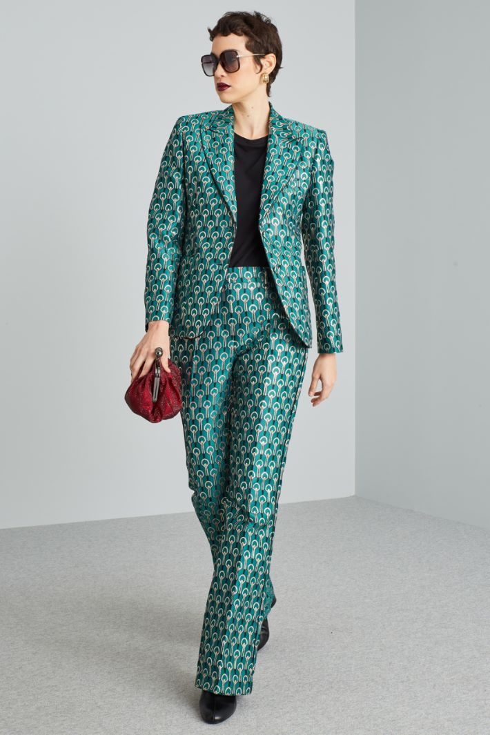 Blazer in jacquard lamè - PAVONE ARGENTO NERO - Fashion Market