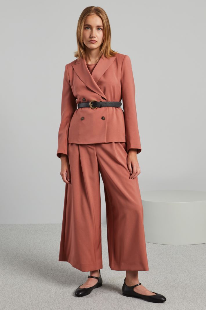 Blazer doppiopetto con cintura - ROSA ANTICO - Fashion Market
