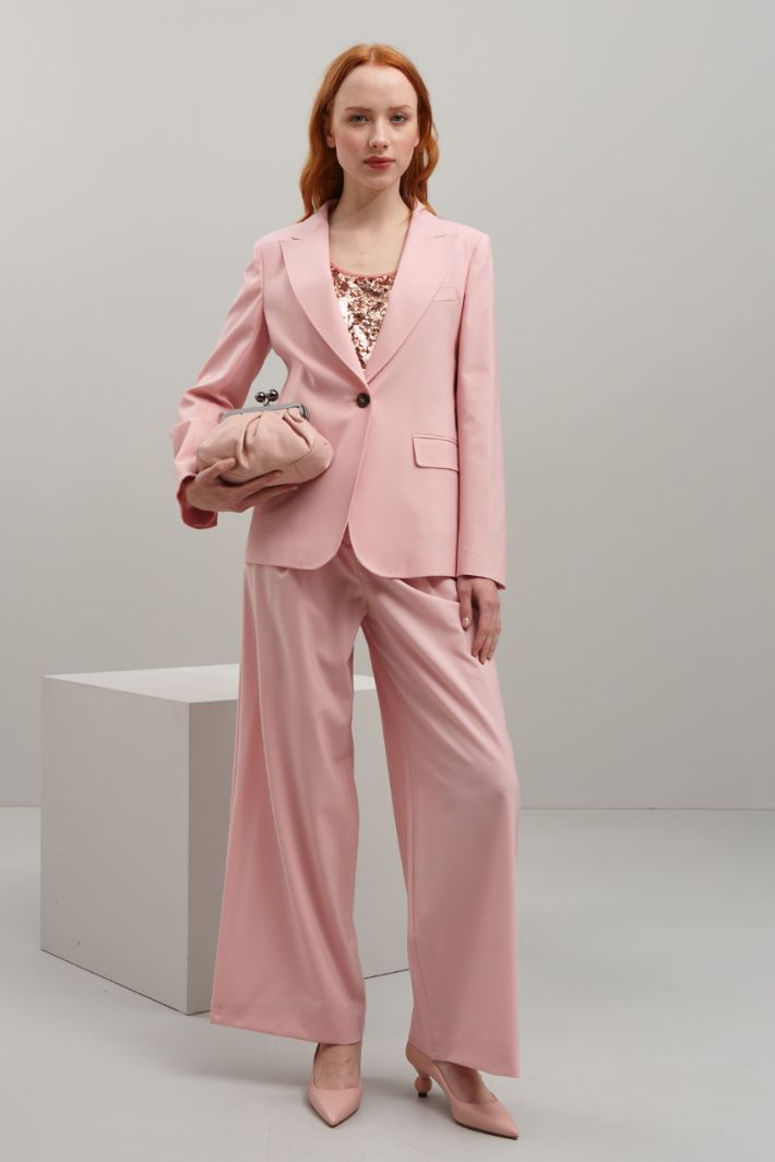Blazer in tela di lana - ROSA PASTELLO - Fashion Market