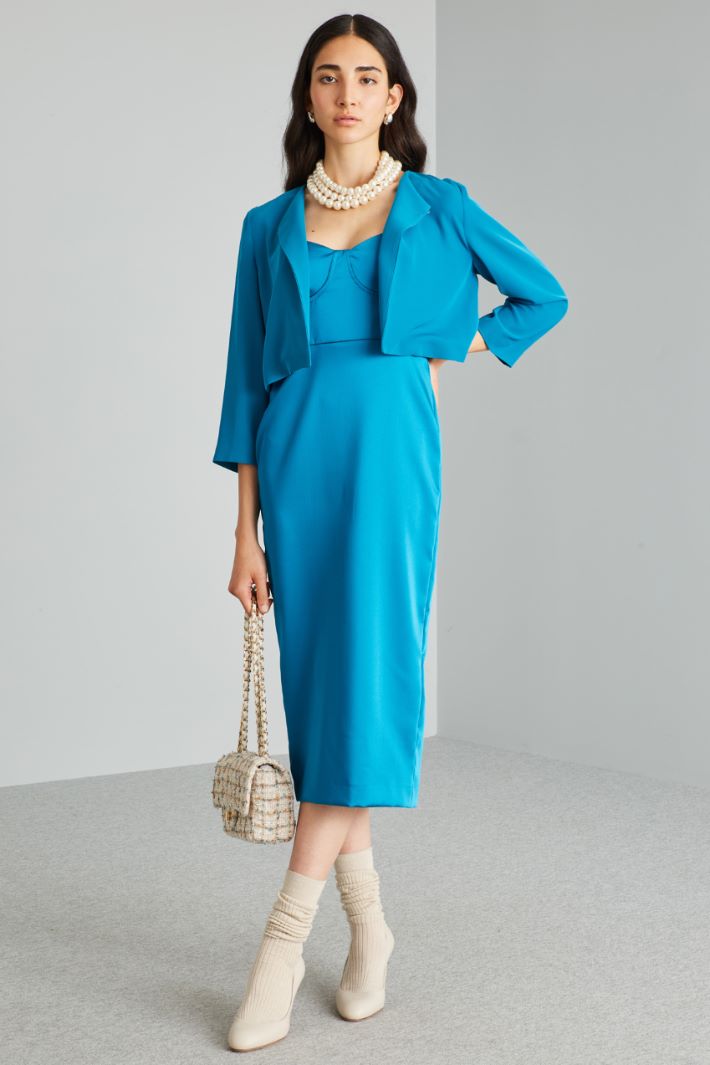 Bolero con maniche tre quarti - TURCHESE - Fashion Market