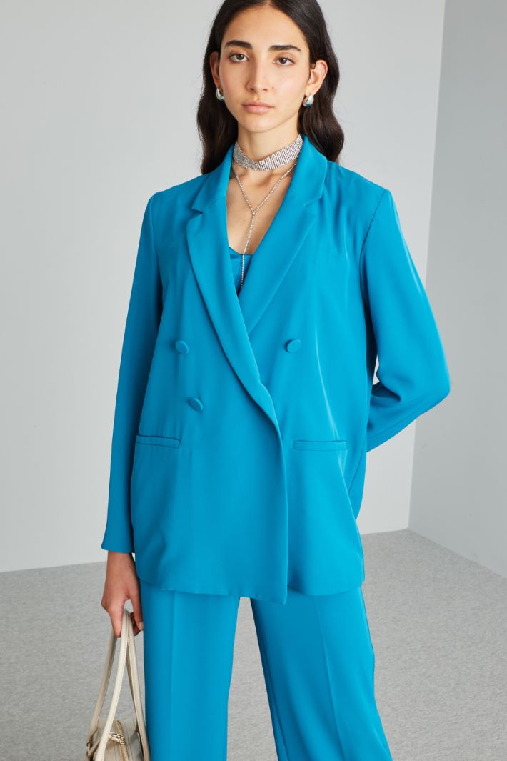 Blazer in cady fluido - TURCHESE - Fashion Market - 2