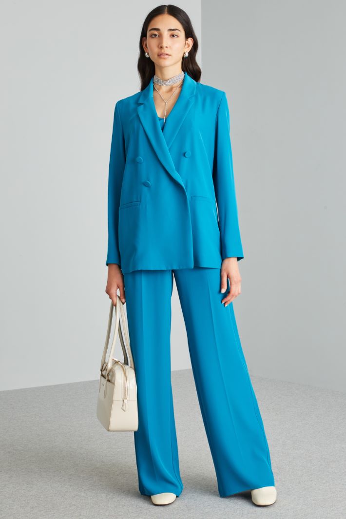 Blazer in cady fluido - TURCHESE - Fashion Market