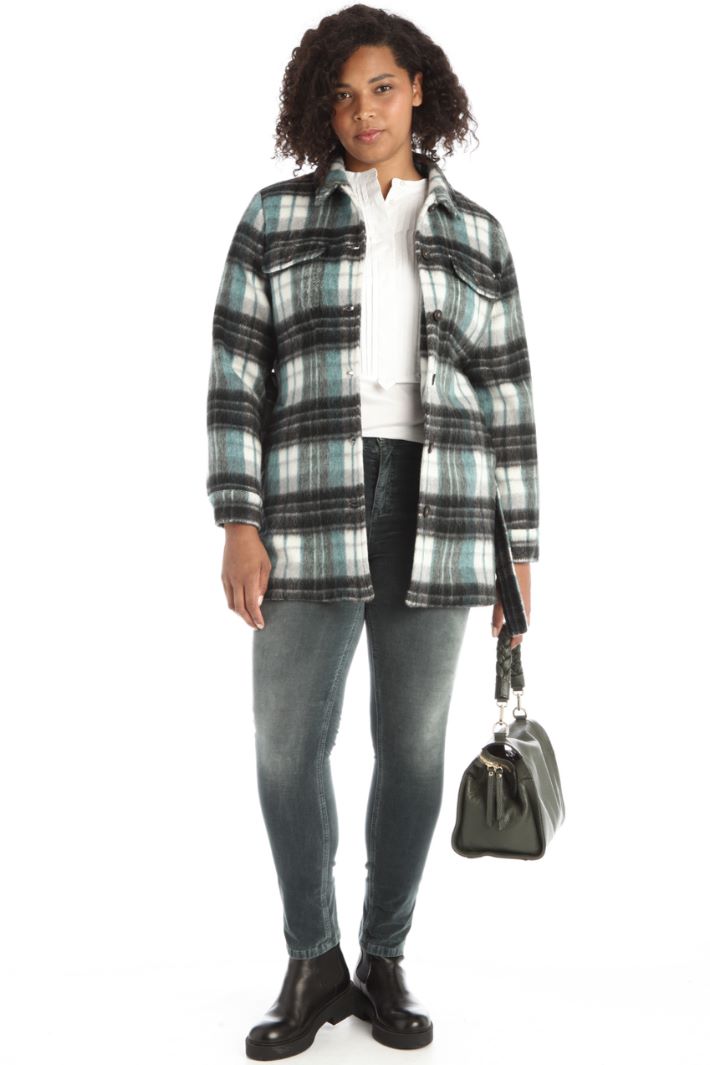 Giaccone stile camicia - VERDE ACQUA NERO - Fashion Market - 4