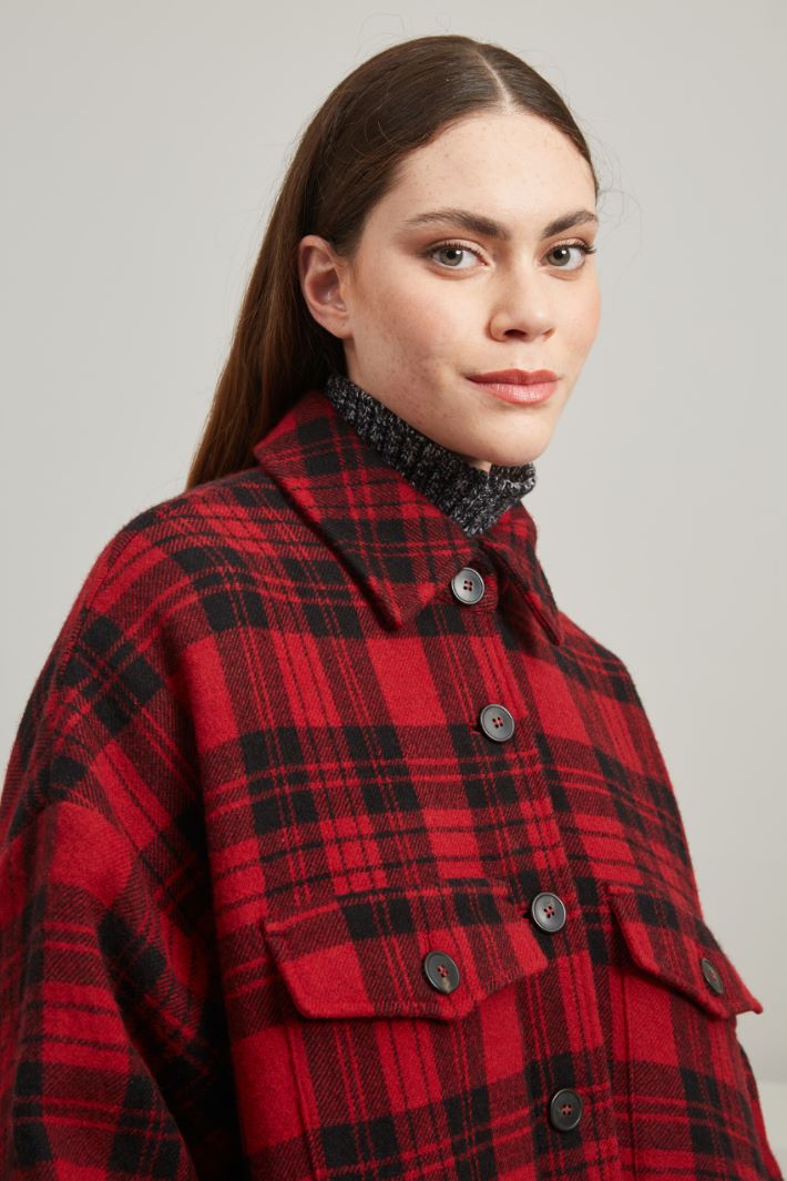Giaccone in lana - ROSSO NERO - Fashion Market - 3