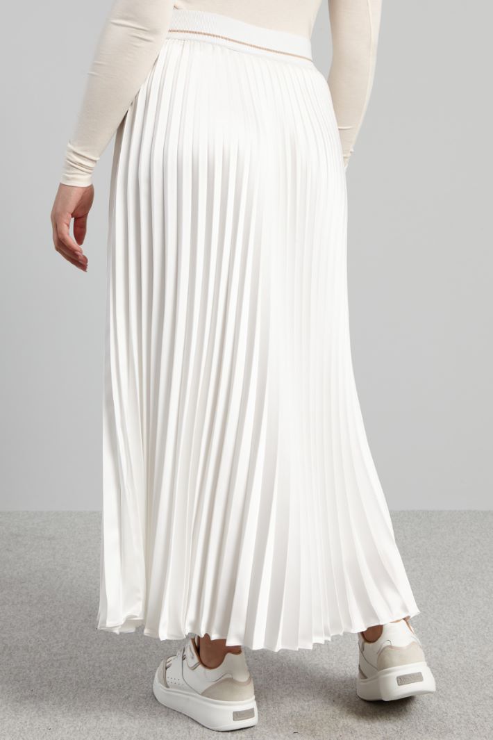Gonna lunga in raso plissé - BIANCO - Fashion Market - 4