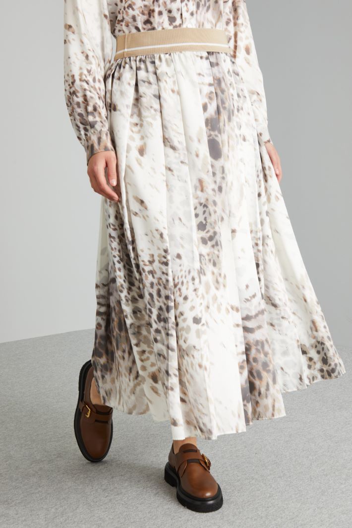 Gonna in twill con pieghe - PANNA MARRONE - Fashion Market - 2